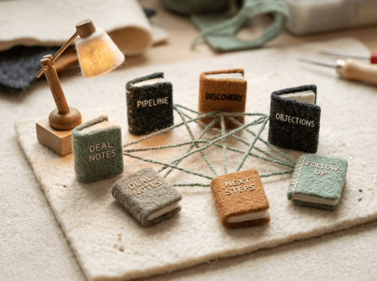 Needle-felted brain representing compounding meeting intelligence